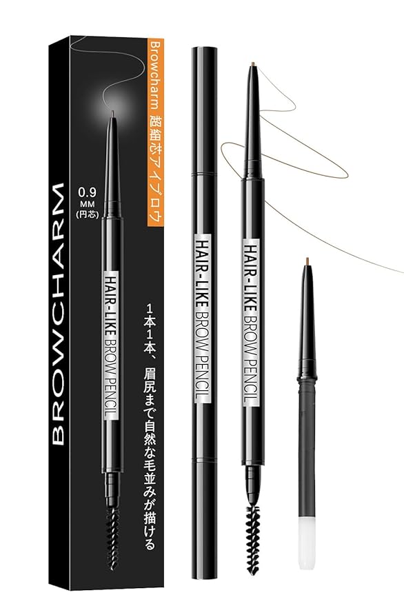 MAVENI Browcharm Microblading Brow Pencil, 0.9mm Fine Tip, Waterproof Eyebrow Pencil, with 1+1 Same Color Refills, Shapes, Defines, Fills, and Contours for Full, Natural-Looking Brows (03 Light Brown)
