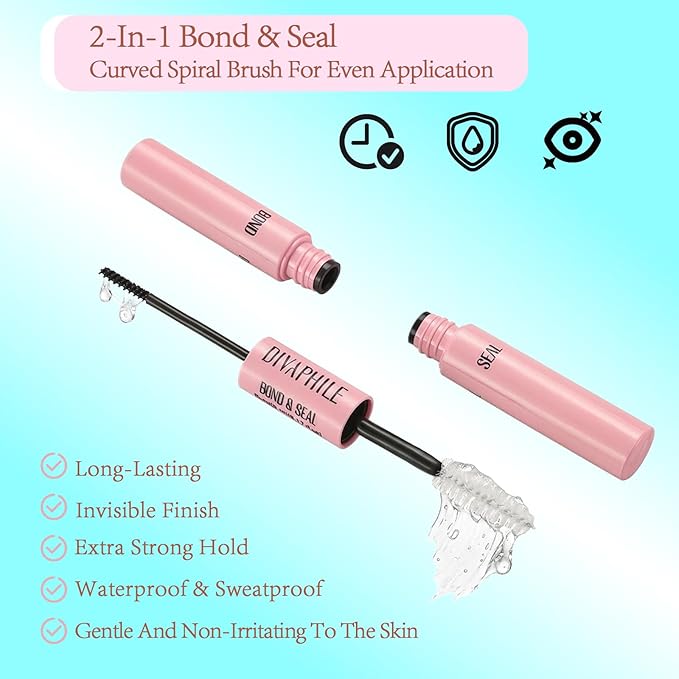 Lash Extension Kit DIY 280pcs Individual Lash Clusters Eyelash Extension Kit, 8-16mm False Eyelash Clusters with Lash Bond and Seal, Lash Tweezers for Self Application (40D Kit with Colors)