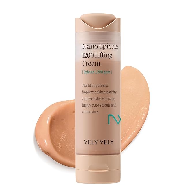 VELY VELY Nano Spicule 1200ppm Lifting Cream - Anti‑Aging Wrinkle Microneedling Face Moisturizer for Women, 10 Peptides, 50ml / 1.69 oz