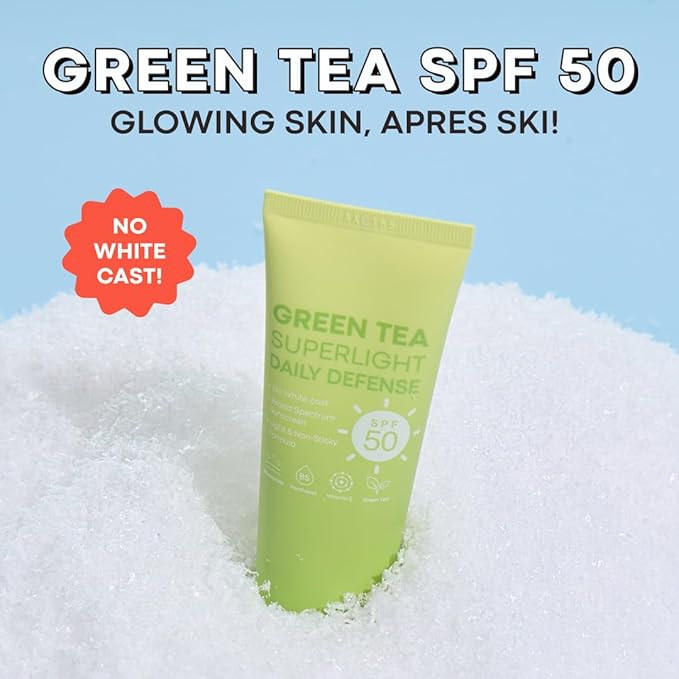 TONYMOLY Green Tea Korean Sunscreen SPF 50+ PA++++ — No White Cast, Lightweight Face Sunscreen for All Skin Tones, Hydrating with Niacinamide, Panthenol & Hyaluronic Acid, 1.69 fl oz