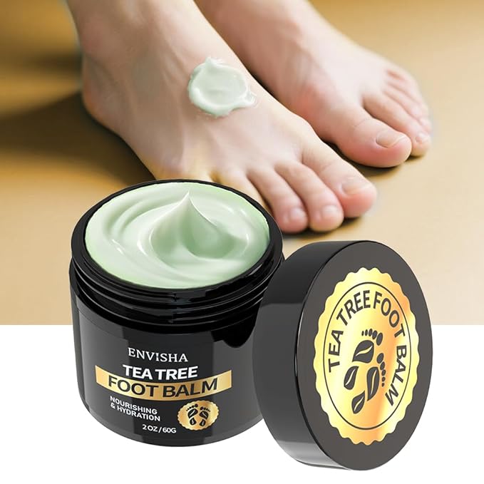 Tea Tree Oil Foot Balm for Cracked Heels - Extra Strength Moisturizing Cream for Dry Feet, Hands, Elbows and Knees - Softens Rough Skin, 2 oz