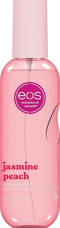 eos Cashmere Body Mist, Jasmine Peach, Body Spray for Women, Hair Mist, Floral Perfume, Moisturizing, Hyaluronic Acid, Glycerin, Vegan, Cruelty-free, 6 fl oz