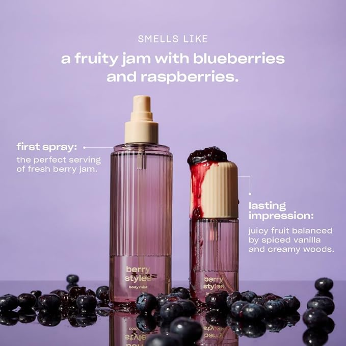 Snif Berry Styles Body Mist 2.5oz, Fruity Gourmand Fragrance Mist for Body & Hair, Blueberry, Raspberry & Vanilla, Clean, Vegan, Cruelty Free