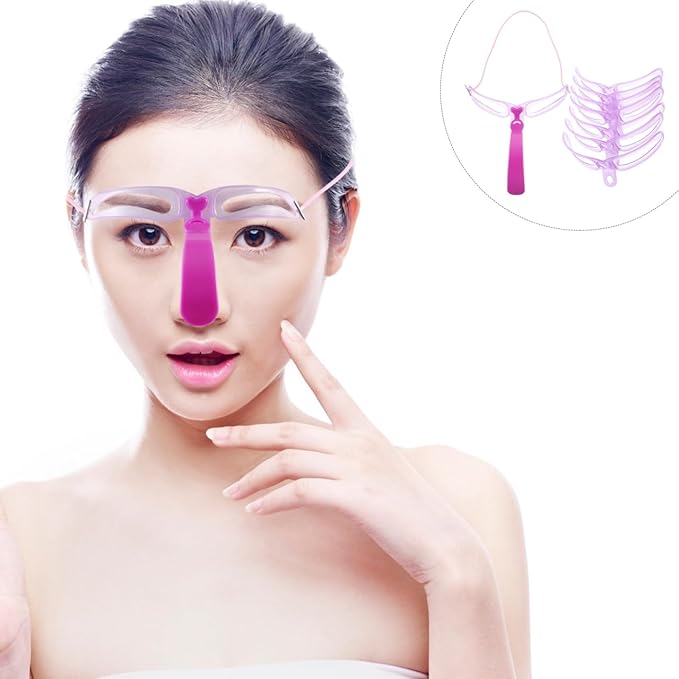 Frcolor Brow Template Handle Eyebrow Styling Stencil Kit 8 Kinds Reusable Precision Eyebrow Grooming Tool DIY Makeup and Natural Defined Eye Brow