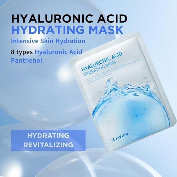 JAYJUN Hyaluronic Acid Hydrating Mask (10 Sheets) - 8-Layer Moisture Technology for Deep Hydration & Revitalization