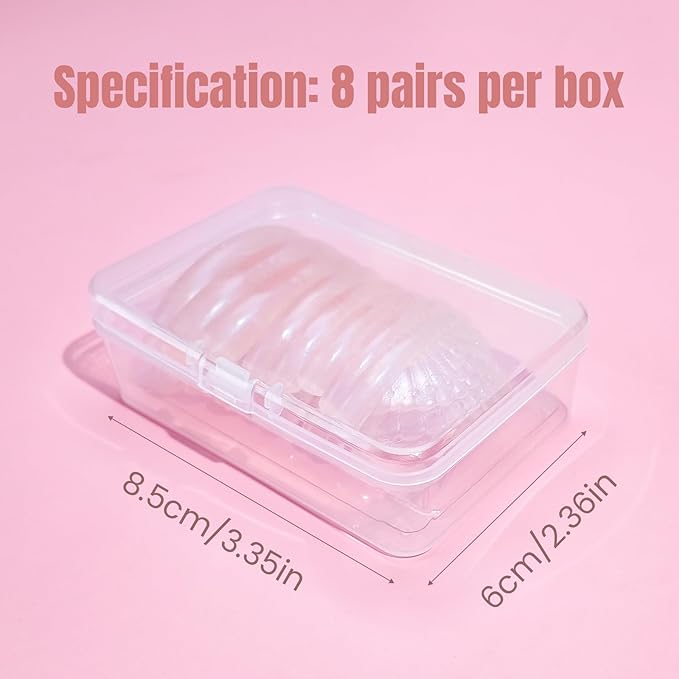Libeauty Lash Lift Shields Shell Shape, Lash Lift Rods 16 Pcs/8 Sizes, Lash Lift Pads for Eyelash Curling and Lifting, Reusable Silicone Pads for Eyelash Perm Pink
