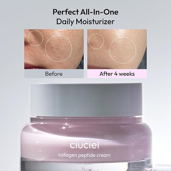 Collagen Peptide Cream, Daily All-in-one Moisturizer for Glass Skin, Dark Spot, Pore Care, 24h Glow & Clear Skin, Korean Vegan Skincare for All Skin Types, 1.69 fl.oz