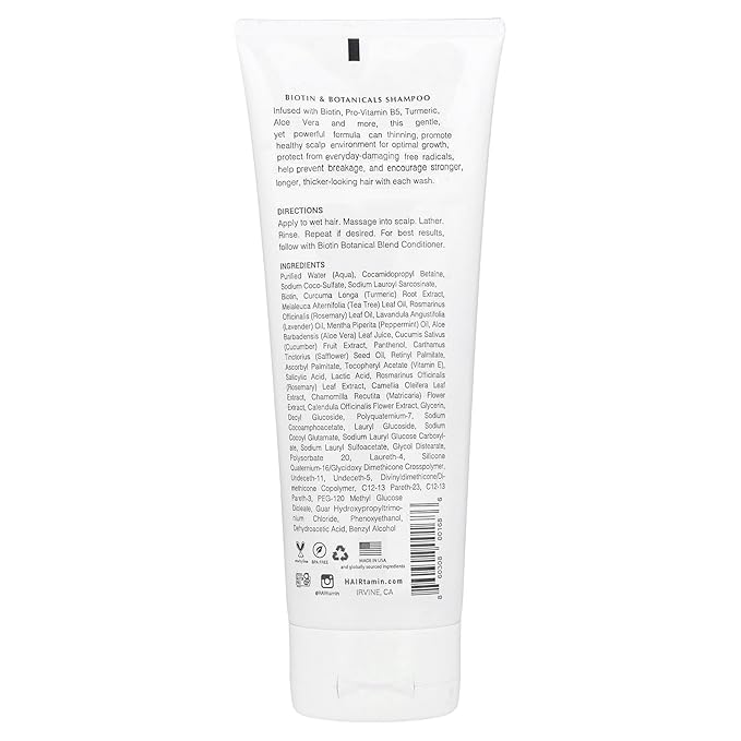 HAIRtamin Biotin Shampoo - Helps to Support Stronger, Longer, Thicker-Looking Hair with Sulfate-Free, Hydrating, Vitamin Rich Formula Shampoo, Made With Vitamin B5, Cucumber Extract, Aloe Vera