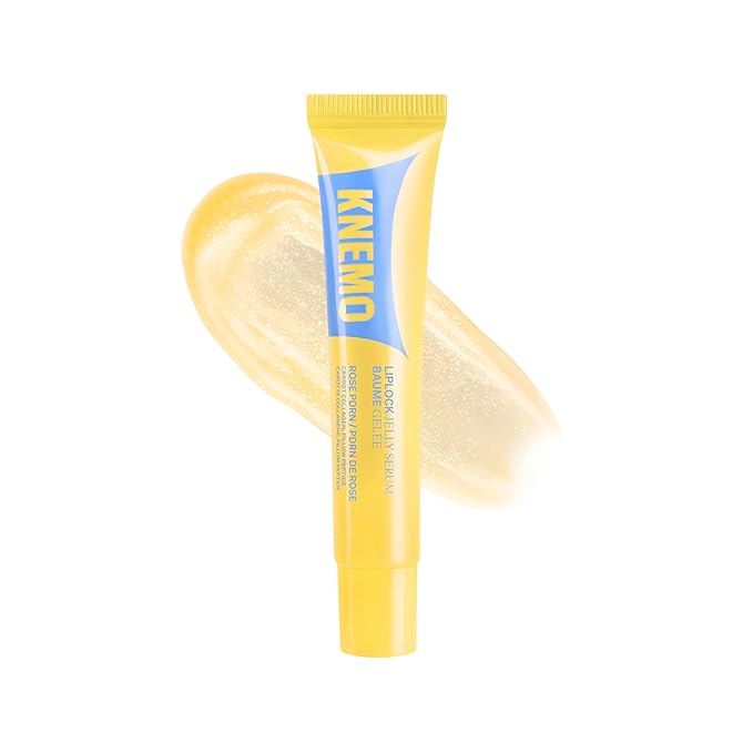 KNEMO LipLock Jelly Serum for Dry Lips, Long-Lasting Hydration & Plumping Gloss with Rose PDRN, Carrot Collagen, Pillow Peptide, Moisturizing Tinted Lip Balm (Lemon Custard)
