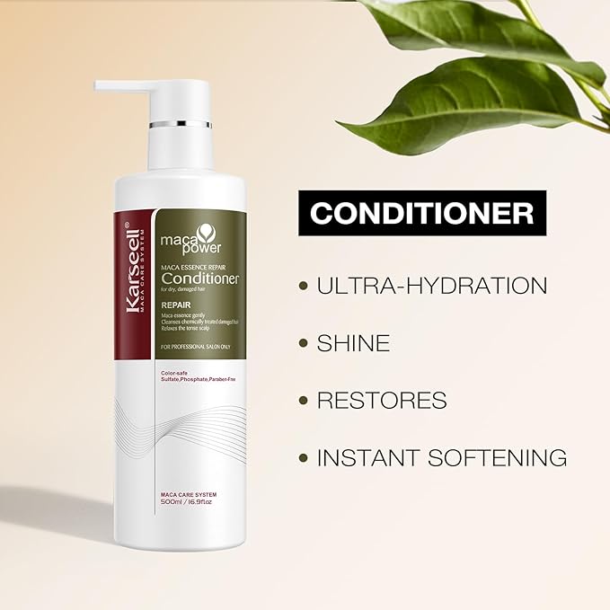 Karseell Collagen Hair Treatment Hair Care Set, Hair Oil Shampoo and Conditioner for Dry Damaged Hair All Hair Types 2 x 16.9fl.oz + 1.69fl.oz