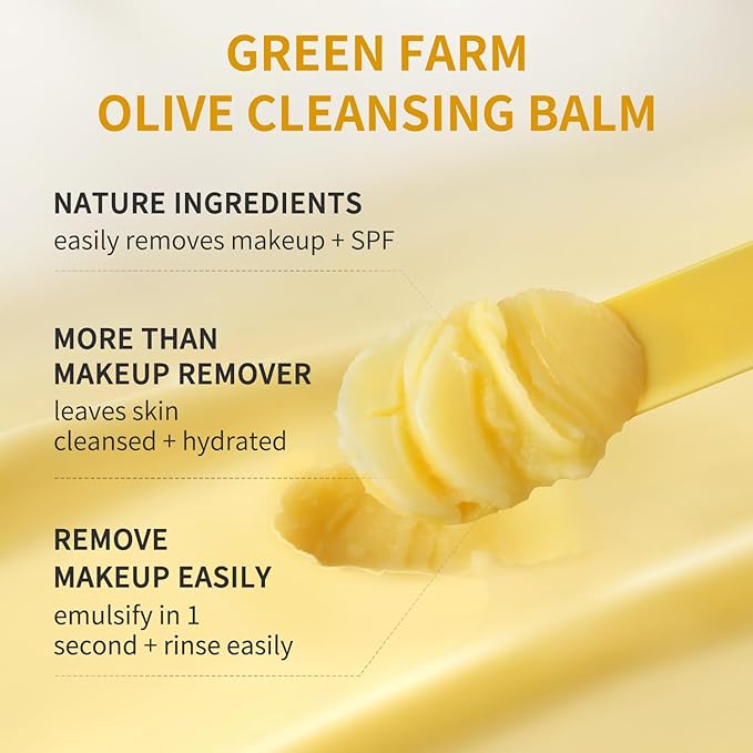 Makeup Remover Cleansing Balm - Olive Oil Based Cleanser for Face&Body - Melts From Balm to Milky Lather-For All Skin Types, 3pcs