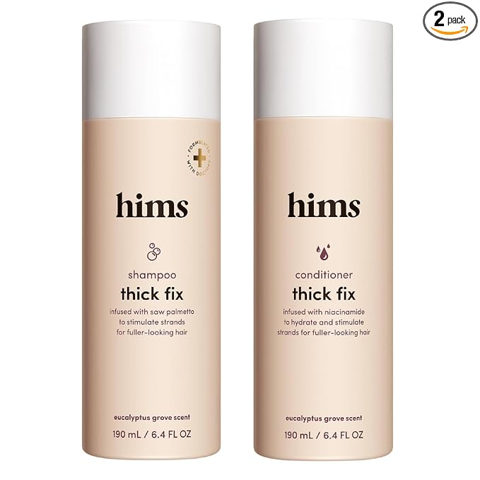 hims Thick Fix Shampoo & Conditioner Set - Saw Palmetto for Healthy Hair Growth & Thickening - Scalp Cleansing - Vegan, Sulfate-Free & Cruelty-Free - Eucalyptus Scent, 6.4 fl oz
