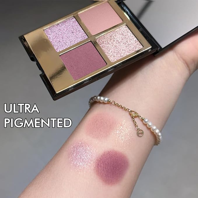 CAKAILA 4 Colors Eyeshadow Makeup Palette,Nude Pink Purple Natural Neutral Nude Eye Shadow Palette with Mirror,Long Lasting Naturing-Looking,Waterproof,Travel Size
