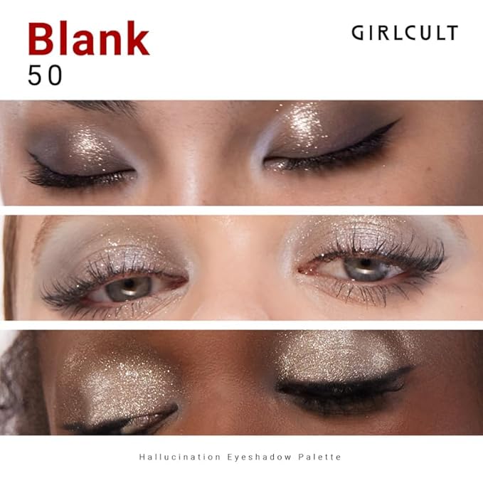 GIRLCULT 4-Color Eyeshadow Palette - Highly Pigmented Matte & Glitter Long-Lasting Eyeshadow Quad, Blendable Radiant Finish with Built-in Mirror for Precision Application #50