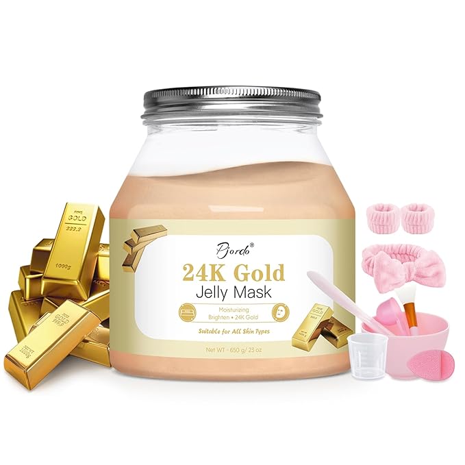 Pjordo Powder Jelly Mask for Facials Professional, Peel Off Facial Mask for Hydrating & Moisturizing, Hydrojelly Mask for Women Men Skin Care, Home DIY Spa Use for All Skin with 24K Gold