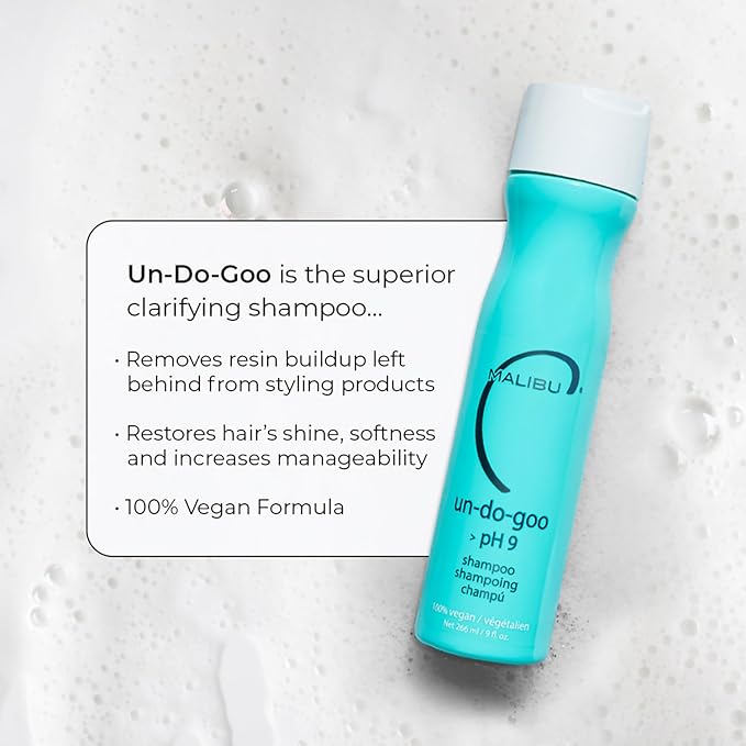 Malibu C Un-Do-Goo Clarifying Shampoo - Removes Product Build Up and Resins from Hair - Shine Restoring, Sulfate-Free Cleanser (9 oz)