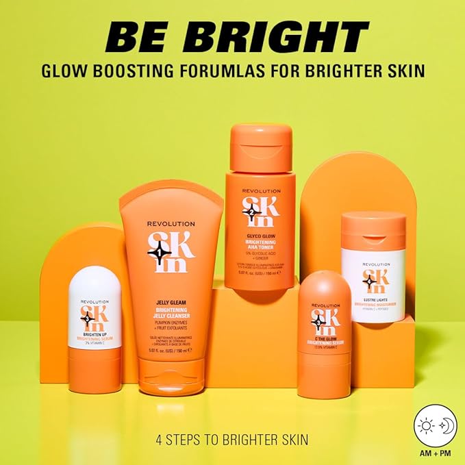 Revolution Skin, Jelly Gleam Natural Fruit AHAs Brightening Jelly Cleanser, Exfoliating Face Wash, Vegan & Cruelty-Free, 11.69 fl oz