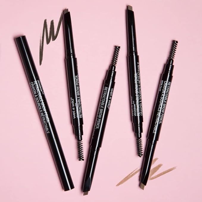wet n wild Ultimate Eyebrow Retractable Definer Pencil, Medium Brown, Dual-Sided Brow Brush, Fine Tip, Shapes, Defines, Fills Brow Makeup, 1 Count (Pack of 2)