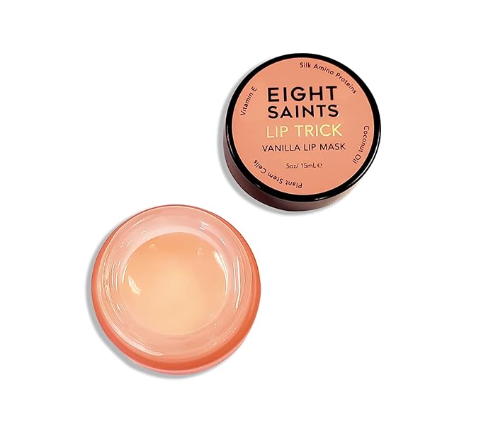 Eight Saints Lip Trick Vanilla Lip Mask, Lip Gloss Treatment for Full, Soft Lips, Plumping, Hydrating, and Wrinkles, with Vitamin E, Amino Acids, and Coconut Oil, 0.5 Ounces