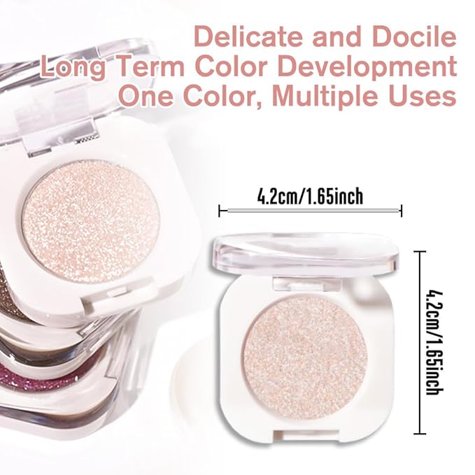 WanTuoluo Sheer White Sparkle Eyeshadow Palette for Women, Single Monochrome Eye Shadow Makeup, Shiny Pressed Powder, Blendable Natural sombras para ojos, Holographic,Vegan,Travel -23