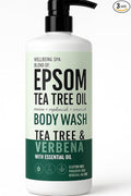Epsom Tea Tree Oil Body Wash, Tea Tree & Verbena with Essential Oil, 32 fl oz (946ml) Gluten Free, Paraben Free & Mineral Oil Free (Pack of One)