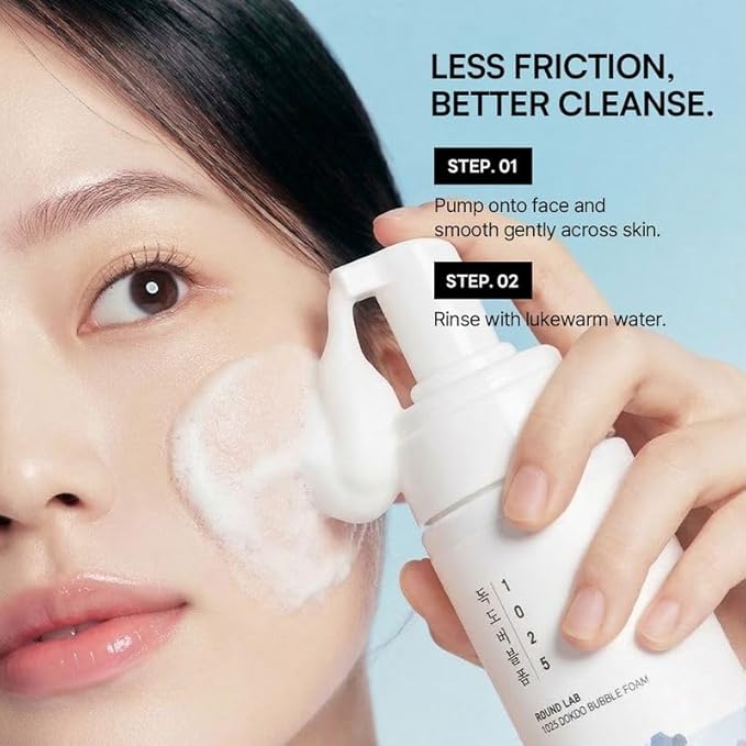 ROUND LAB 1025 Dokdo Bubble Foam Cleanser, Gentle Foaming Face Wash for Sensitive Skin, Low pH 5.5, Hydrating Korean Skincare, Panthenol & Deep Sea Water, Hypoallergenic, Fragrance-Free (5.07 Fl Oz)