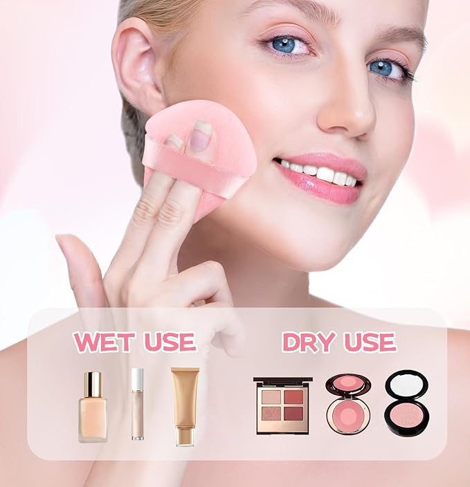 8 Pieces Triangle Powder Puff Face Soft Triangle Makeup Puff Velour Cosmetic Foundation Blender Sponge Beauty Makeup Tools (Pack of 4)
