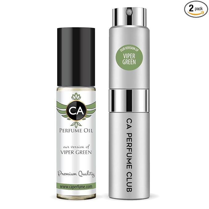 CA Perfume Duo Impression of Viper Green For Women And Men Perfume Layering Set Long Lasting Travel Size EDP + Body Oil Roll-On Bottle 0.27 Fl Oz+0.33 Fl Oz