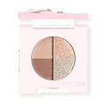 Mini Eyeshadow Palette, Matte & Shimmer Quad for Women, Travel-Friendly, Cream Stick, Smokey Nude, Glitter, Primer Powder Set (Amber Brown)
