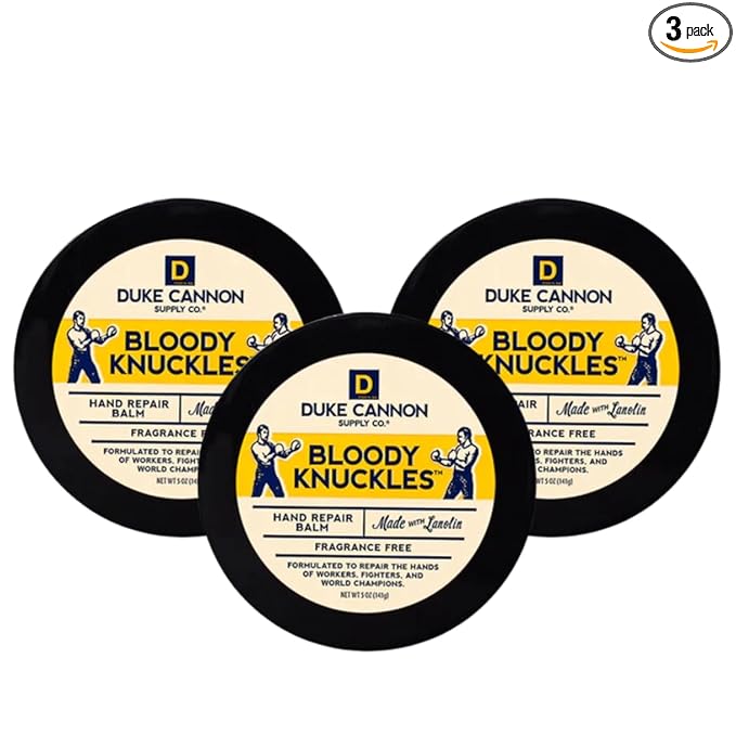 Duke Cannon Supply Co. Bloody Knuckles Hand Repair Balm 3-Pack – 5 oz Unscented Hand Cream for Workers Fighters and Athletes – Heavy Duty Moisturizer for Dry Cracked Hands