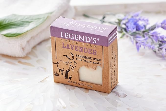 Legend's Creek Farm Goat Milk Soap - Cleansing Moisturizing Bar for Hands and Body - 5 Oz Creamy Lather, Nourishing, Gentle Natural Soap for Sensitive Skin, Handmade in USA (Lavender, Pack of 3)