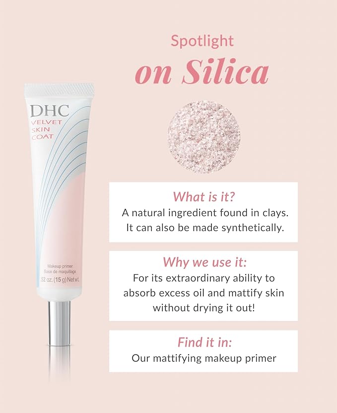 DHC Velvet Skin Coat, Mattifying Makeup Primer, Powder-Gel Formula, Minimizes Look of Pores, Fine Lines, and Imperfections, All Skin Types, Fragrance and Colorant Free, 0.52 oz. Net wt