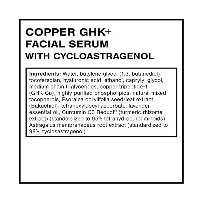 Quicksilver Scientific Copper GHK+ Facial Serum with Cycloastragenol - Copper Peptide Serum for Healthy Skin Support - Smooth Complexion & Glow - Gluten-Free, Vegan & Non-GMO - 1 fl oz