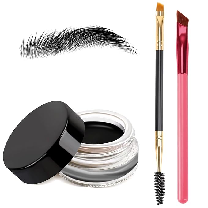 3 IN 1 Eyebrow Gel Kit With 2 Eyebrow Brushs,【High Pigment】,【Waterproof】,【Long Wearing】, Eyebrow Pomade For All Skin Tones, #11 granite