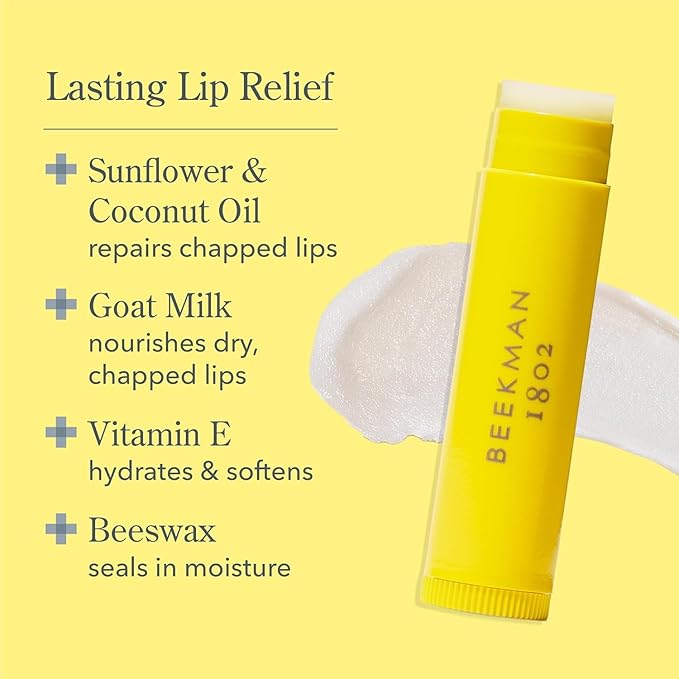 Beekman 1802 Goat Milk Lip Balm – Moisturizing Lip Balm for Dry, Chapped Lips – Sensitive Skin Safe – Honeyed Grapefruit – 0.15 oz