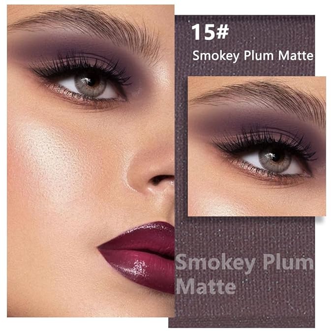 Eggplant Purple Matte Eyeshadow Palette Makeup for Older Women Brown Eyes, Deep Dark Mauve Plum Purple Cream Eye Shadow Palette Single for Older Women Matte, Monochrome Long Lasting Eyeshadow