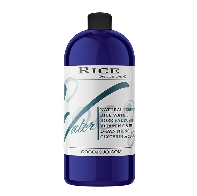 Dr Joe Lab Rice Water Growth Mix - Nourishing Toner with Rose Hydrosol Aloe Vera Face & Scalp Essence Rice Extract Pro Vitamin B5 Oily Skin Alcohol-Free Spray Spritz (32 oz & Empty Sprayer)