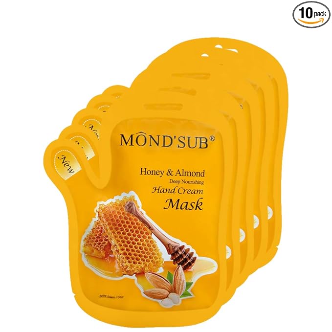MOND'SUB 5 Pairs of Honey and Almond Best Hydrating Hand & Nail Mask - Best Deep Moisturizing Gloves for Dry Hands