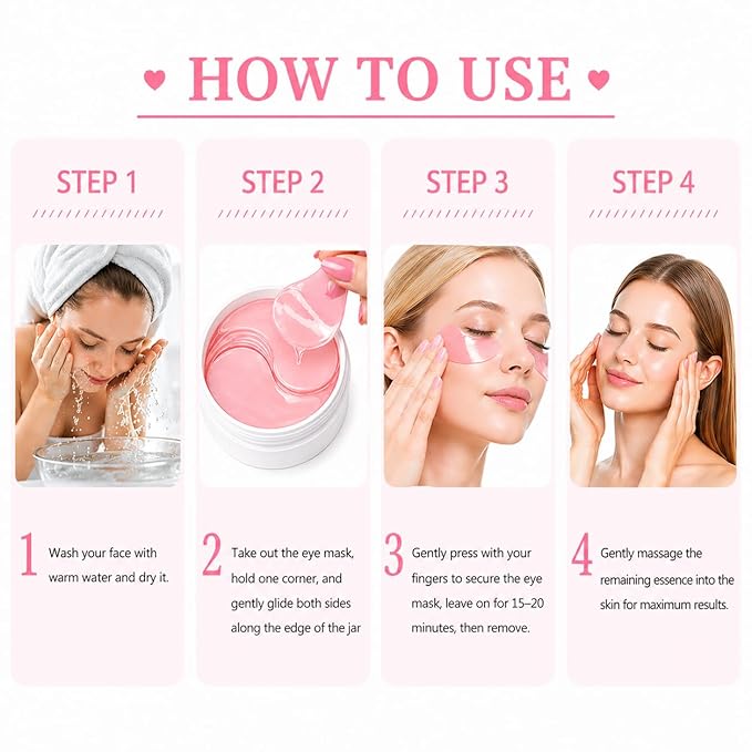 Under Eye Mask, Rose Under Eye Gel Pads With Collagen, Skincare Eye Patch Masks for Women and Men