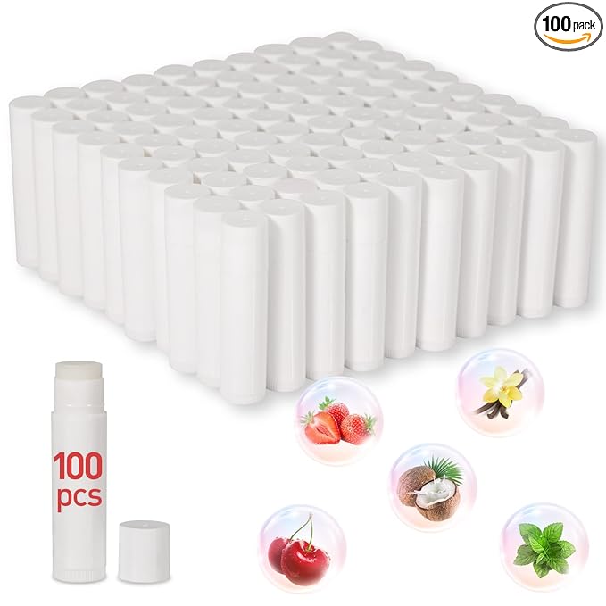 DMSKY 100-Pack Lip Balm Bulk 5 Flavors with Vitamin E and 100% Coconut Oil, Lip Care Product, Moisturizing Lip Balm for dry cracked lips