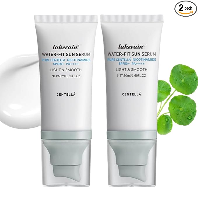 Centella Sunscreen SPF 50, Moisturizing Water-Fit Sun Serum, Face Sun Screen Long-Lasting Protection, Centella Madagascar Sunscreen, NO White Cast - Dry Oily Skincare For All Skin 50mL/1.69FL.OZ 2Pcs
