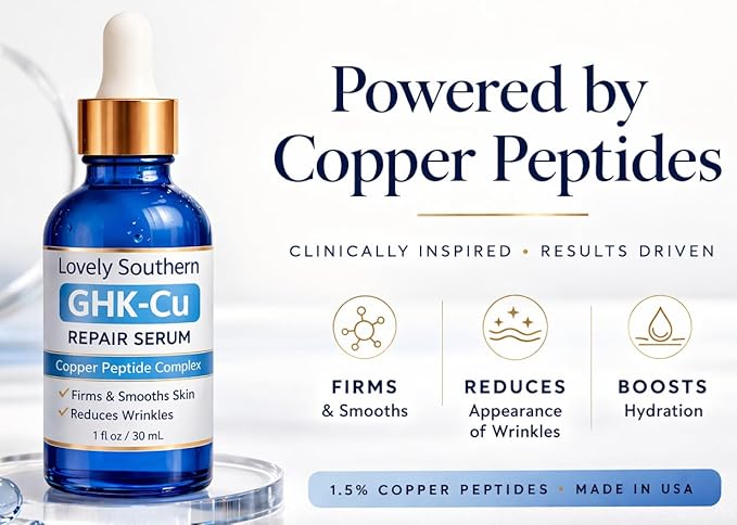 1.5% GHK-Cu Copper Peptides Facial Serum for Building Collagen and Anti-Aging for Fine Lines and Skin Elasticity Small Batch Prodcution - Made and Sourced in the USA 1oz
