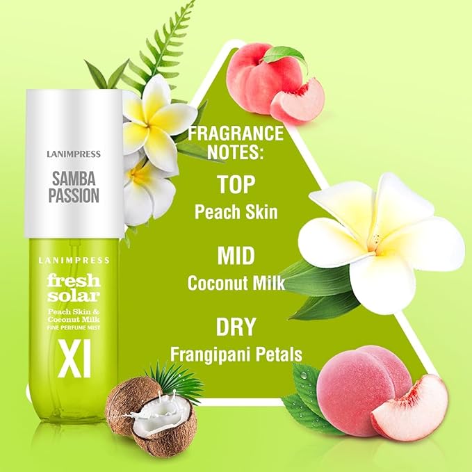 2 Pack 6 fl oz Hair Mist and Body Spray for Women（Eau De Parfum）,Floral Gourmand Perfume No.11，With Notes of Peach Skin,Coconut Milk