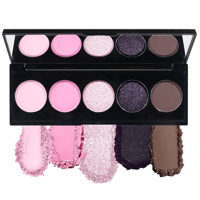 CAKAILA Pink Black Brown 5Colors Eye Shadow Palette Makeup with Mirror,Neutral Vegan Eyeshadow Palette for Older Women Waterproof Long Lasting Naturing-Looking sombras para ojos,Cruelty Free