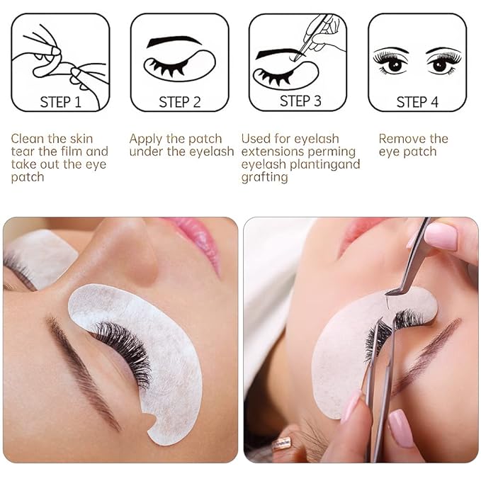 100 Pairs Eye Gel Pads, Lint Free Under Eye Patches for Eyelash Extensions, Premium Eye Mask Beauty Tool Kit