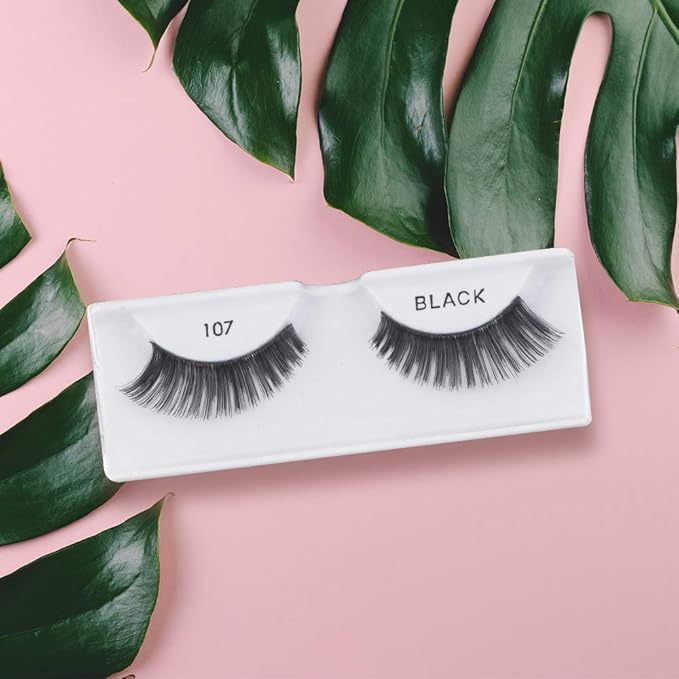 Ardell False Eyelashes 107 - Black, Natural Look Strip Lashes, Long-Lasting Wear for Everyday Use, 4 Pack