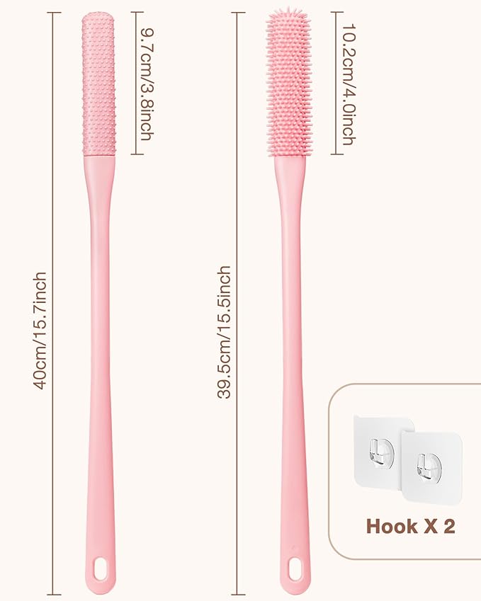 4Pcs Toe Cleaning Brush,Foot Scrubber for Shower with 15.7" Long Handle Soft Silicone Cleaning Shower Brush Foot Care for Seniors,Elderly, Men and Women (2 Sets)