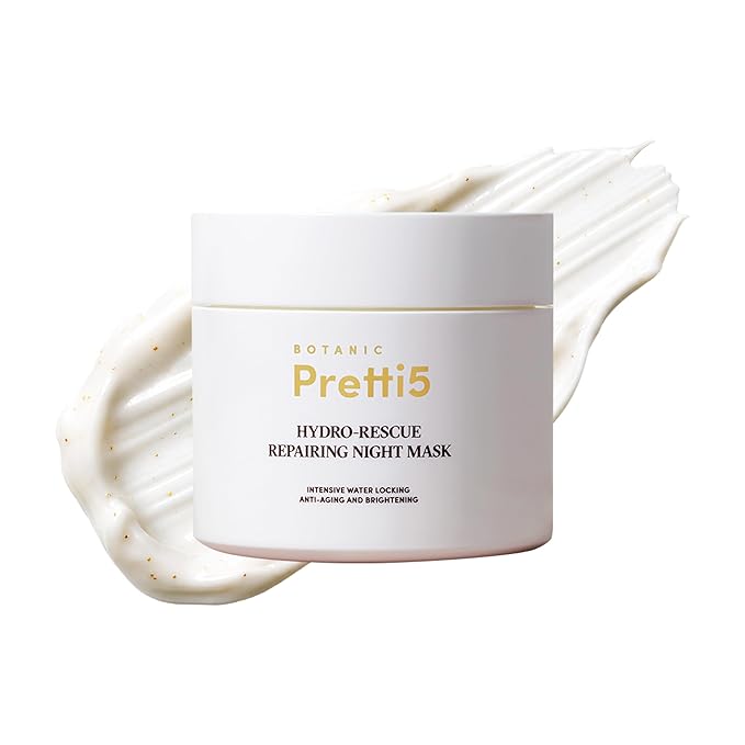 Pretti5 Hydro-Rescue Night Mask 100g – Overnight Sleeping Mask & Barrier Repair for Sensitive Skin – Hydrating Face Cream with Snow fungus & Niacinamide for Soothing – Made in Japan TCM