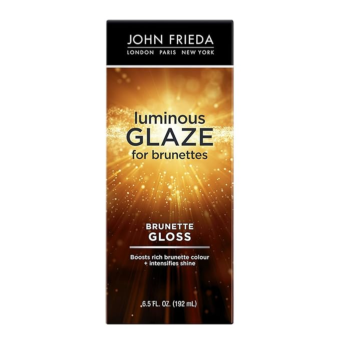 John Frieda Brilliant Brunette Luminous Glaze, Hair Gloss Enhances Rich Color and Boosts Shine for Silky Brunette Hair, Enhances While Mending Damaged Hair Surfaces, 6.5 Oz