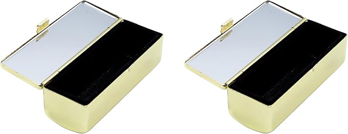 Stephanie Imports Set of 2 Rectangular Vintage Lipstick Cases With Glass Mirror (Gold Checker)
